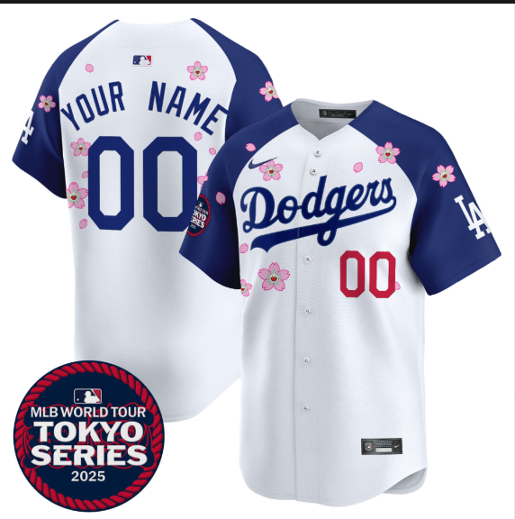 Men Custom Los Angeles Dodgers Tokyo Series 2025 white Limited Stitched Jersey style 2->women mlb jersey->Women Jersey
